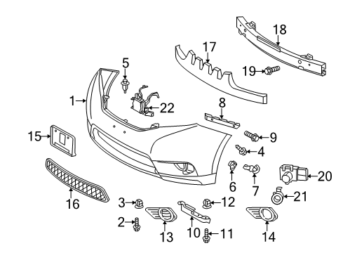 2015 Toyota Sienna Front Bumper Hole Cover Diagram for 52040-08010