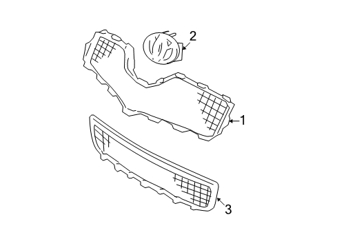 2008 Toyota Yaris Grille & Components Upper Grille Diagram for 53111-52360