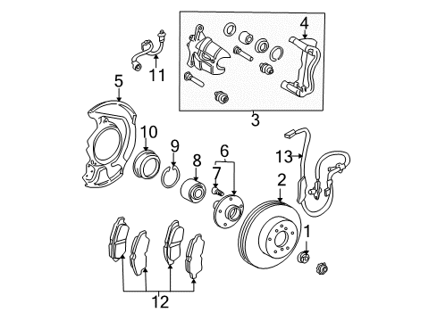 2004 Toyota Sienna Anti-Lock Brakes Rear Speed Sensor Diagram for 89544-02020