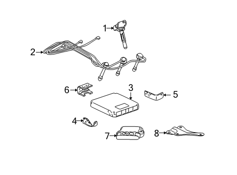 2000 Toyota Tundra Ignition System Bracket, Engine Control Computer Diagram for 89667-0C010