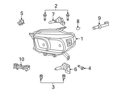 2012 Toyota 4Runner Headlamps Composite Assembly Diagram for 81170-35520