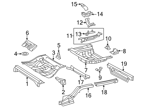 2011 Toyota Camry Rear Body - Floor & Rails Rear Floor Pan Diagram for 58311-33070