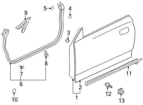 2000 Toyota Celica Door & Components, Exterior Trim Outer Panel Diagram for 67112-20420