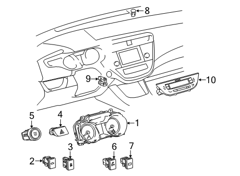 2013 Toyota Avalon Cluster & Switches, Instrument Panel Dash Control Unit Diagram for 55900-07200