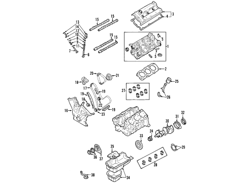 2007 Toyota Avalon Engine Parts, Mounts, Cylinder Head & Valves, Camshaft & Timing, Oil Pan, Oil Pump, Crankshaft & Bearings, Pistons, Rings & Bearings, Variable Valve Timing Front Mount Diagram for 12360-0P021
