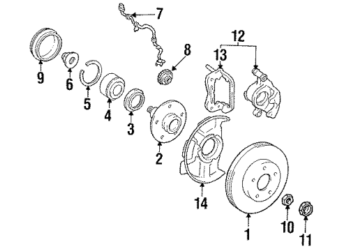 1993 Toyota Previa Anti-Lock Brakes Sensor, Speed Diagram for 89543-28010