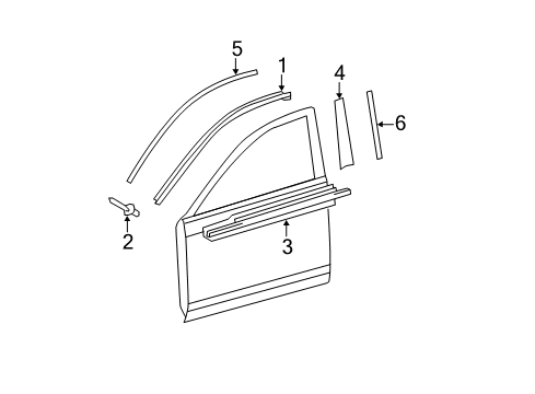 2009 Toyota Camry Exterior Trim - Front Door Body Side Molding Diagram for PT29A-03075-08