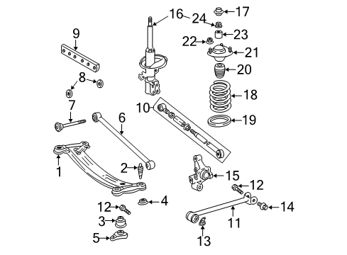 2003 Toyota Avalon Rear Suspension Components, Stabilizer Bar Coil Spring Diagram for 48231-AC041