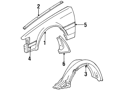1987 Toyota Celica Fender & Components, Exterior Trim Mud Guard Diagram for 76603-29095