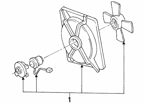 1993 Toyota Camry Cooling System, Radiator, Water Pump, Cooling Fan Fan Assembly Diagram for 88590-33010