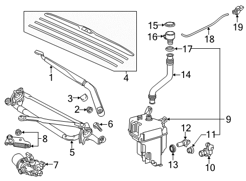 2019 Toyota Highlander Wiper & Washer Components Rear Blade Diagram for 85242-0E080