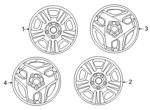 1999 Toyota RAV4 Wheels Alloy Wheels, Wheel, Alloy 16X7 Diagram for 00542-42960