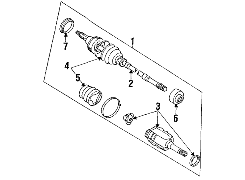 1994 Toyota Tercel Axle Shaft - Front Drive Shaft Assembly Diagram for 43420-16170