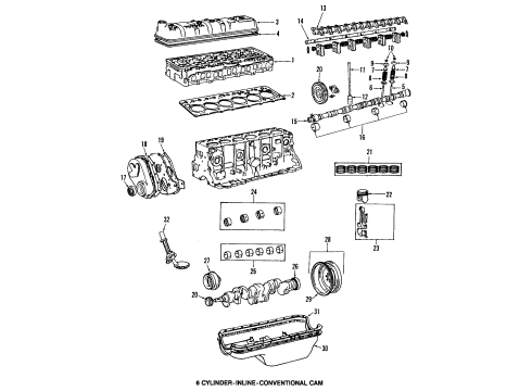 1987 Toyota Land Cruiser Engine & Trans Mounting Valve Cover Gasket Diagram for 11213-61011