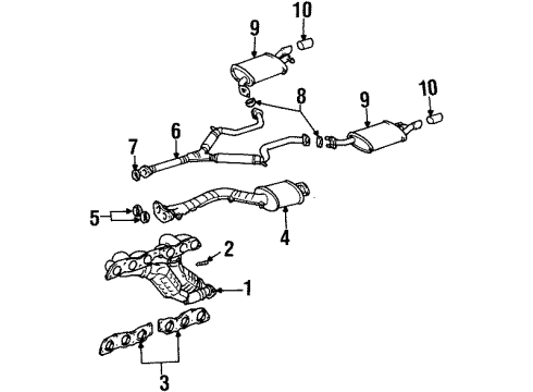 2000 Lexus SC300 Exhaust Components, Exhaust Manifold Manifold Diagram for 17140-46030