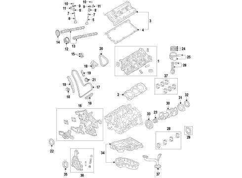 2005 Toyota Tacoma Engine Parts, Mounts, Cylinder Head & Valves, Camshaft & Timing, Variable Valve Timing, Oil Pan, Oil Pump, Balance Shafts, Crankshaft & Bearings, Pistons, Rings & Bearings Chain Tensioner Diagram for 13540-31010