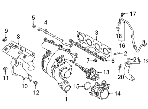 2021 Toyota GR Supra Exhaust Manifold Turbocharger Diagram for 17201-WAA03