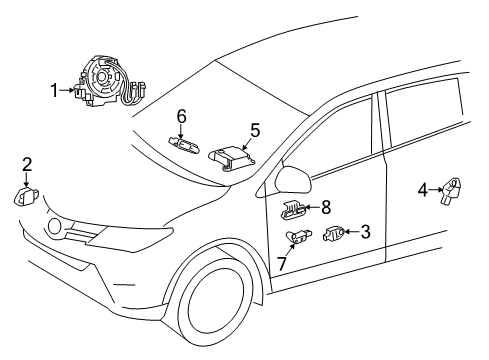 2014 Toyota RAV4 Air Bag Components Diag Unit W/Sens Diagram for 89170-0R190