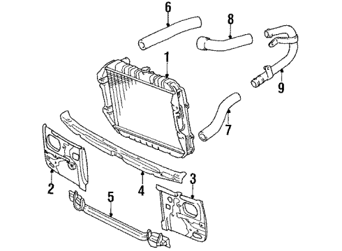 1992 Toyota Pickup Radiator & Components Crossmember Diagram for 57104-89109
