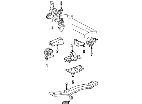 1994 Toyota Celica Engine & Trans Mounting Side Mount Bracket Diagram for 12315-16061