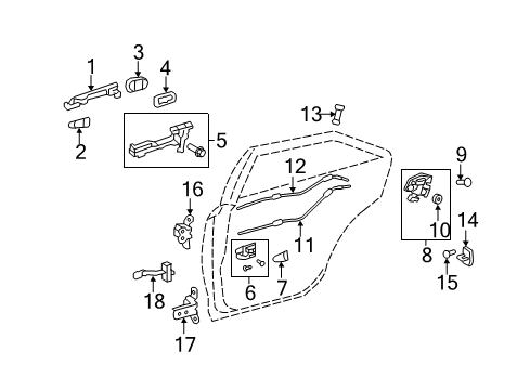 2008 Toyota Camry Rear Door - Lock & Hardware Cover Diagram for 69227-60020-H0