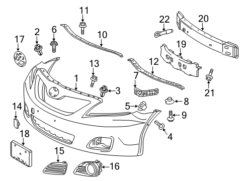 2011 Toyota Camry Front Bumper Side Support Diagram for 52536-06020