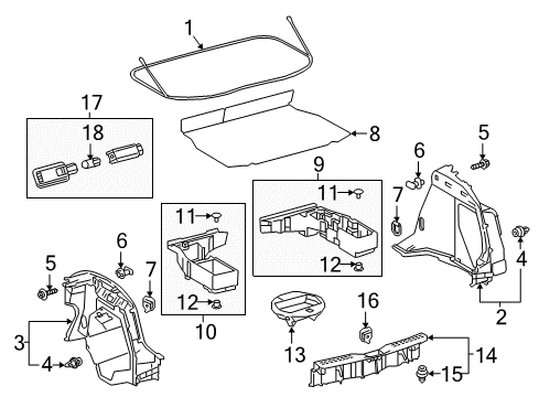 2018 Toyota C-HR Interior Trim - Rear Body Cargo Net Diagram for PT347-1C170