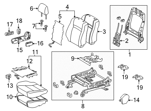 2015 Toyota Camry Power Seats Cushion Cover Diagram for 71071-06C40-B1