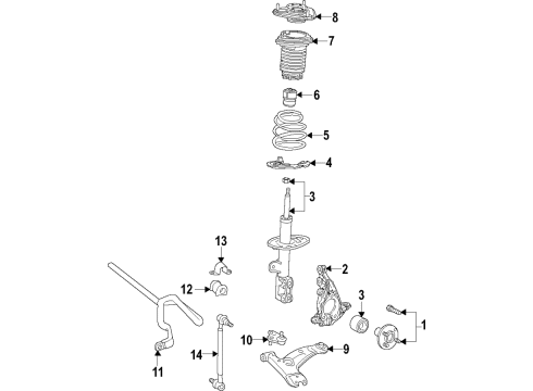 2018 Toyota C-HR Front Suspension Components, Lower Control Arm, Stabilizer Bar Strut Diagram for 48520-F9050