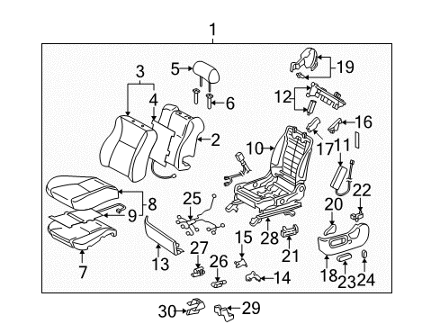 2007 Toyota Solara Front Seat Components Cushion Cover Diagram for 71072-AA361-A0
