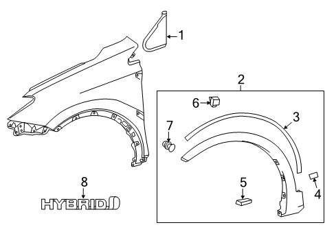2018 Toyota RAV4 Exterior Trim - Fender Wheel Opening Molding Pad Diagram for 53855-0R020