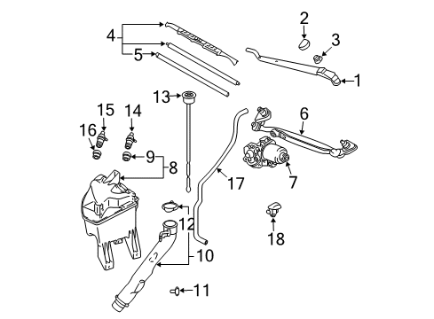 2004 Toyota RAV4 Wiper & Washer Components Front Motor Diagram for 85110-42130