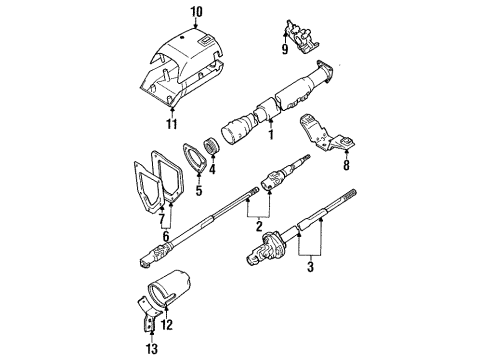 1987 Toyota Pickup Steering Column Assembly Lower Shaft Bearing Diagram for 45225-60010