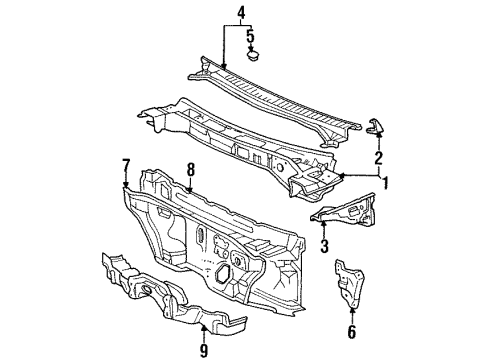 1994 Toyota Corolla Cowl Cowl Side Panel Diagram for 55713-12081