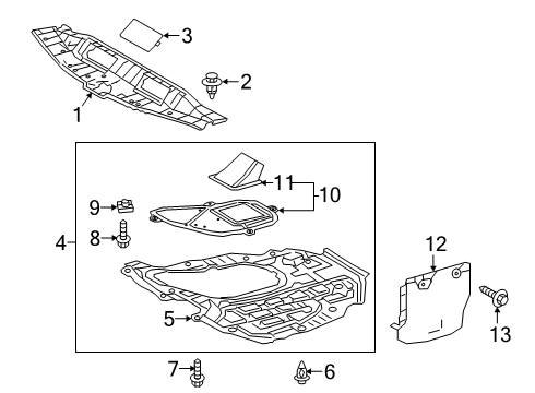 2021 Toyota Camry Splash Shields Cover Assembly Diagram for 51420-06010