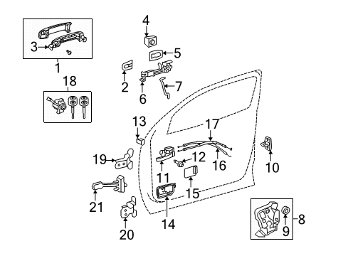2009 Toyota Sequoia Front Door Cylinder & Keys Diagram for 69052-0C010