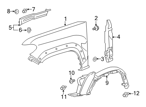 2021 Toyota Tacoma Fender & Components Protector Diagram for 53828-04020