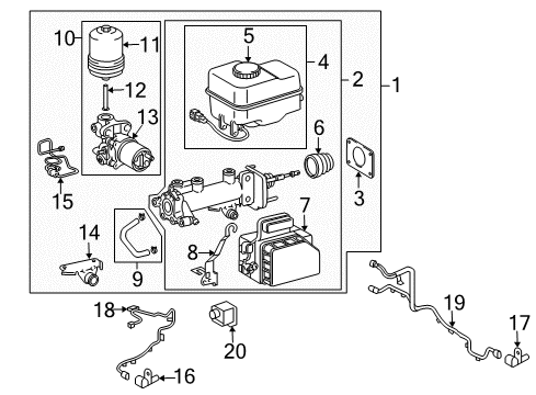 2013 Lexus LX570 ABS Components Master Cylinder Diagram for 47025-60510