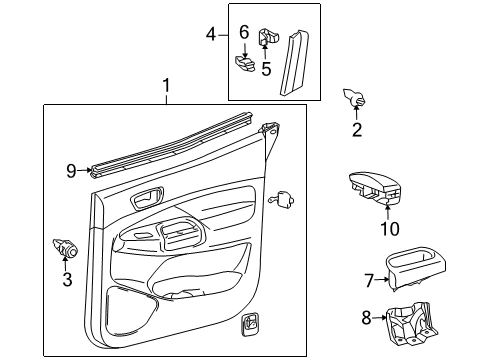 2012 Toyota Tacoma Rear Door Pull Handle Diagram for 74653-04010-B0