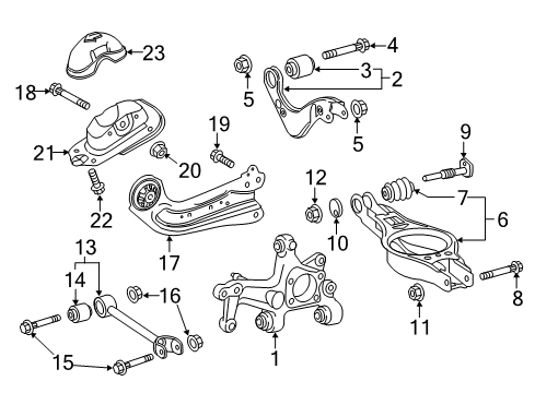 2022 Toyota Prius Rear Suspension Arm Cap Nut Diagram for 90178-A0058