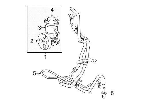 2019 Toyota Tacoma P/S Pump & Hoses, Steering Gear & Linkage Power Steering Pump Diagram for 44310-04140