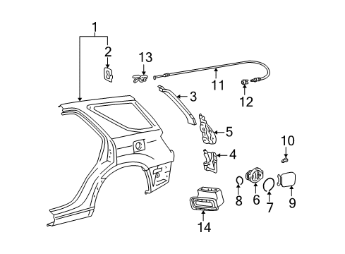 2001 Lexus RX300 Fuel Door Air Outlet Vent Diagram for 62940-35010