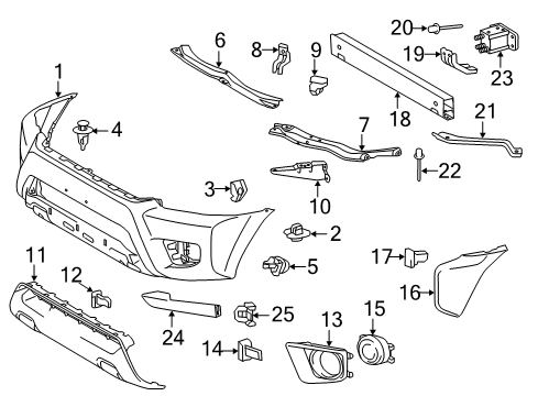2015 Toyota Tacoma Front Bumper Upper Retainer Diagram for 52125-04020