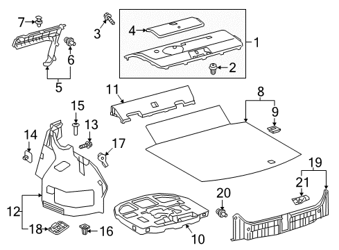 2019 Toyota Camry Interior Trim - Rear Body Storage Box Clip Diagram for 90467-10023