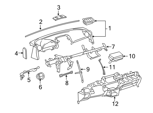 2008 Toyota RAV4 Cluster & Switches, Instrument Panel Upper Dash Panel Cushion Diagram for 55358-42051