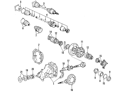 1989 Toyota Celica Rear Axle, Axle Shafts & Joints, Differential, Drive Axles, Propeller Shaft Differential Case Diagram for 41301-20090