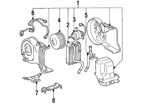 1995 Toyota 4Runner Heater Core & Control Valve Resistor, Rear Heater Blower Diagram for 88635-89108