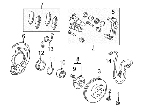 2000 Toyota Camry Anti-Lock Brakes Caliper Diagram for 47730-33111