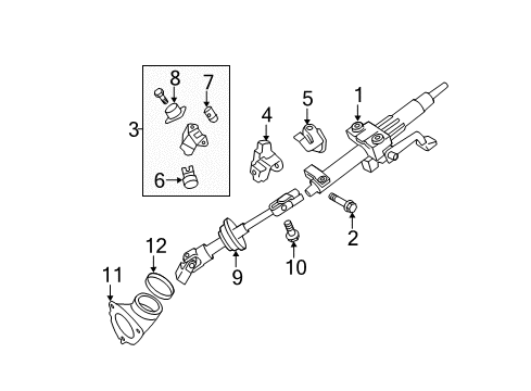 2008 Toyota Camry Ignition Lock Column Assembly Diagram for 45250-06480