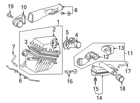 1996 Toyota 4Runner Powertrain Control Air Duct Diagram for 53807-35020